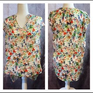 ModCloth Sunny Girl Flower print flowey cap sleeved blouse